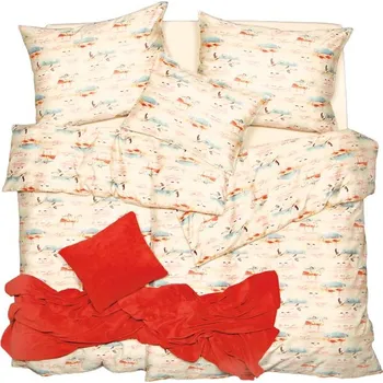 Povlečení SCANquilt povlečení SATÉN DESIGN flamingo písková 140 x 200/70 x 90 cm