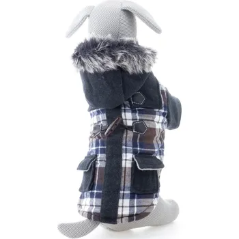 Obleček pro psa Vsepropejska Tobi károvaná bunda pro psa Barva: Černá, Délka zad (cm): 21, Obvod hrudníku: 29 - 32 cm