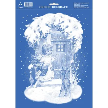 Vánoční dekorace ARCH Okenní folie vánoční 25x35 - Andílek s nadílkou