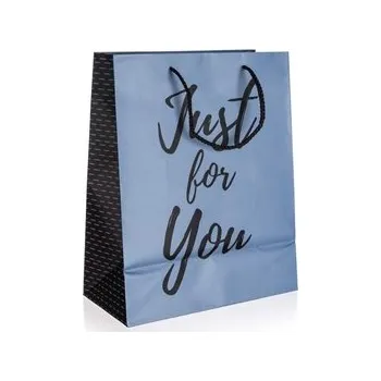 Dárková taška HOME DECOR Taška dárková JUST FOR YOU BLUE vel. M, 18 x 22 x 10 cm (HOME DECOR Taška dárková JUST FOR YOU BLUE vel. M, 18 x 22 x 10 cm)