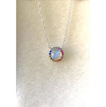 Přívěsek Náhrdelník opalit se SW kamínky - stříbro (Opalit přívěsek Ag 925)