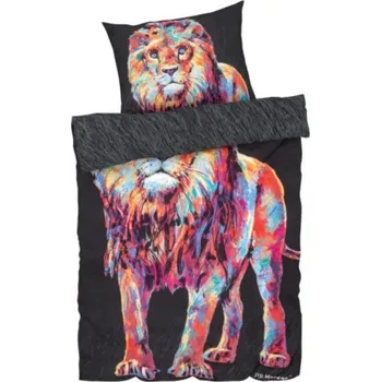 Povlečení KSTL Saténové ložní povlečení, 140 x 200 cm, 70 x 90 cm Lev