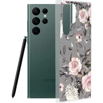 Pouzdro na mobilní telefon Kryt Samsung Galaxy S22 Ultra Techsuit - Marble Series - Bloom of Ruth Gray