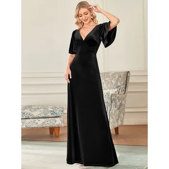 Dámské šaty Ever Pretty plesové šaty černé velvet 861 Velikost: 7XL / 54 / 22 / 26