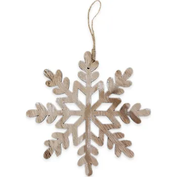 Vánoční dekorace Vločka závěs dřevo 17cm natur (552072)