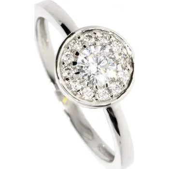 Prsten Zlatnictví Helios Prsten z bílého zlata s kulatou ozdobou Velikost: 52, Váha: 1,95g