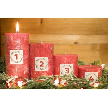 Svíčka Vánoční balení - AROMKA - Adventní Set 4 válců , průměr 6,4 cm - Vánoční Punč