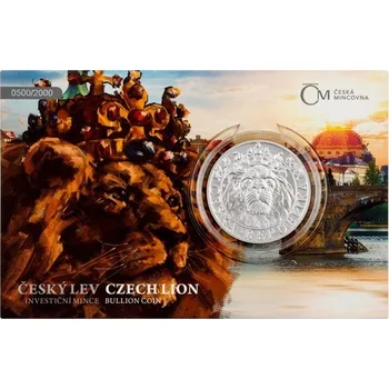 Stříbrná uncová investiční mince Český lev 2022 standard číslovaný SBĚRATEL