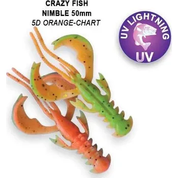 Umělá nástraha Gumová nástraha Crazy Fish Nimble 6,5cm 5D Orange-chart (7ks)