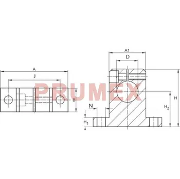 WBAS-40 opěra vodící tyče (pro šrouby M10)