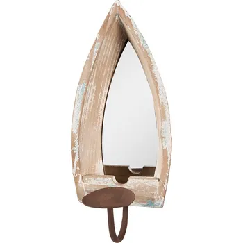 Zrcadlo Béžový antik nástěnný svícen se zrcadlem - 15*17*36 cm