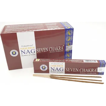 Čajovna Vijayshree Vonné Tyčinky Golden Nag SEVEN CHAKRA, 15 g