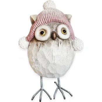 Vánoční dekorace Sova keramika 43cm bílá