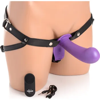 Připínací penis Strap U 28X Double Diva 2" Double Dildo with Harness & Remote Control Purple