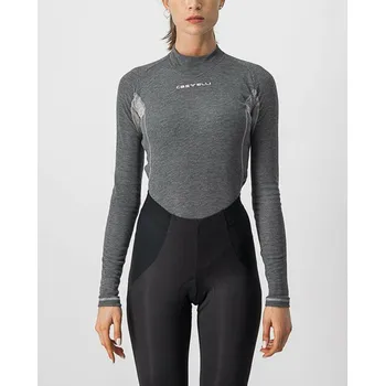 cyklistický dres CASTELLI Cyklistické triko s dlouhým rukávem - FLANDERS 2 WARM LADY - šedá S