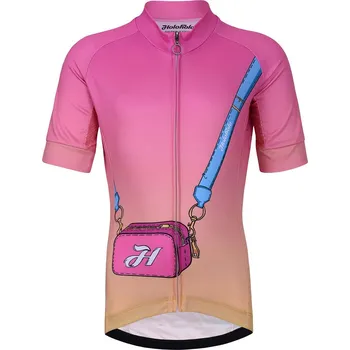 cyklistický dres HOLOKOLO Cyklistický dres s krátkým rukávem - CANDYBAG KIDS - žlutá/růžová