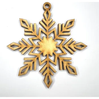 Výtvarná sada Dřevěný výřez Vločka 4, vyřezaný vzor, 70 mm