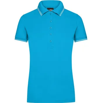 Dámská móda James&amp;Nicholson Dámská polokošile JN985 Turquoise-White M