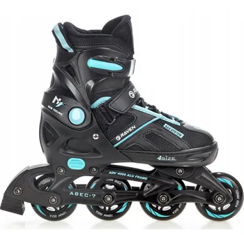Kolečkové brusle Kolečkové Inline brusle Raven Pulse black/cyan Velikost bruslí: EU 33-36