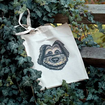 Nákupní taška Bavlněná taška, potištěna originální kresbou od Alči, Pejsek