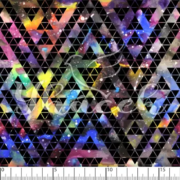 Zakázkový tisk, softshell, kočárkovina... Galaktické trojúhelníky tmavé Látky k tisku: Kočárkovina