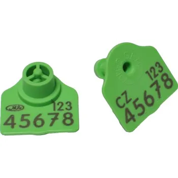 Ušní známka Q-flex polygonální malá zelená, komplet s potiskem K
