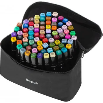 80pcs Oboustranné lihové fixy v pouzdře 80 ks