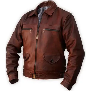 Moto bunda Kožená německá letecká bunda Eric Hartmann hnědá - 2Xl