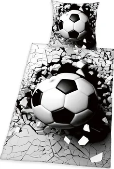 Ložní povlečení Herding 3D Fotbalový míč 140 x 200, 70 x 90 cm zipový uzávěr