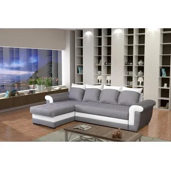 Pohovka Rohová rozkládací pohovka Latte světle šedá/bílá