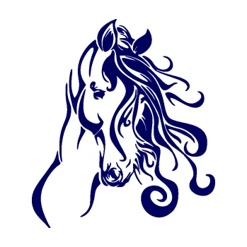 Samolepící dekorace SAMOLEPKA Kůň 094 pravá (23 - tmavě modrá) NA AUTO, NÁLEPKA, FÓLIE, POLEP, TUNING, VLASTNÍ TEXT, TISK, AUTOSAMOLEPKY.cz, POLEPY, OBRÁZEK, LOGO, SAMOLEPKY