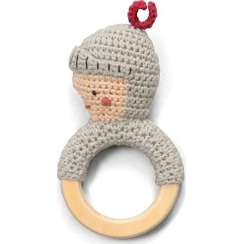 SEBRA Háčkované chrastítko na dřevěném kroužku, Knight