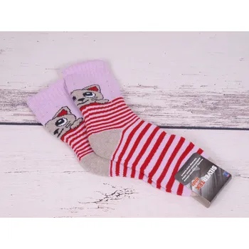 Termo ponožky NOVIA 1527 Silvertex thermo antibakteriální fialkové s kočkou velikosti ponožek: 18-19 ( EUR vel. 27-29)