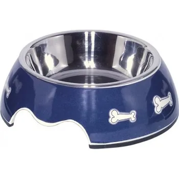 Miska pro psa Nobby Nobby modrá nerezová miska BONE s melaminovým obalem 350ml