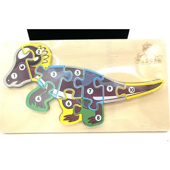 Dřevěná hračka Dřevěné vkládací puzzle Velociraptor