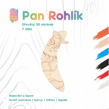 Dřevěná hračka Pan Rohlík - Dřevěná 3D omalovánka