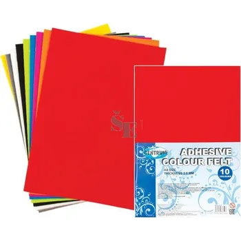 Barevný papír Kreativní sada Filc samolepící 20x30 mix 10ks, Centrum