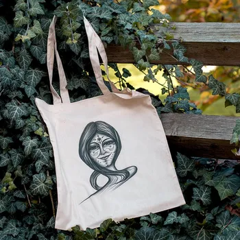 Bavlněná taška, potištěna originální kresbou od Alči, znamení Panna