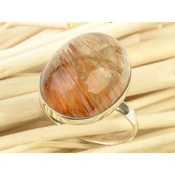 Prsten Prsten rutil v křišťálu ovál Ag 925/1000 4,8g vel.uni