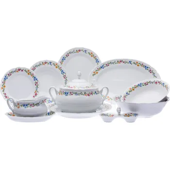 Jídelní set Jídelní souprava, český porcelán, Constance, květinový pás, 25 d., Thun 1794