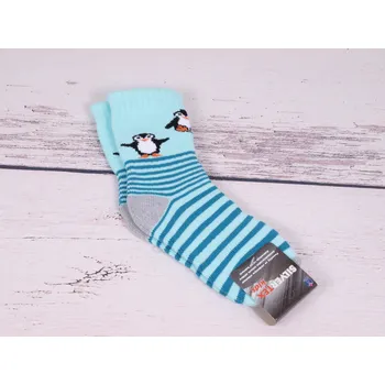 Dívčí oblečení Termo ponožky NOVIA 1527 Silvertex thermo antibakteriální mátové s tučňáčky velikosti ponožek: 18-19 ( EUR vel. 27-29)