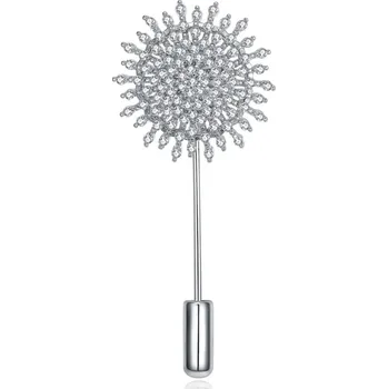 Brož B-TOP Luxusní brož špendlík Květina - bílé pozlacení