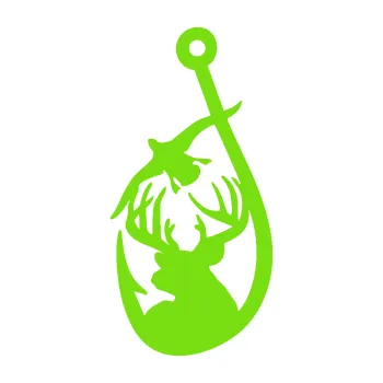 Samolepicí dekorace na vozidlo Myslivost 004 levá jelen, kachna, rybaření (04 - zelená kawasaki) SAMOLEPKA NA AUTO, NÁLEPKA, FÓLIE, POLEP, TUNING, VLASTNÍ TEXT, TISK, AUTOSAMOLEPKY.cz, POLEPY, OBRÁZEK, LOGO, 3D STICKERS