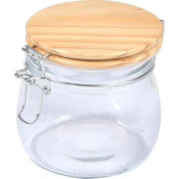 Keramický dřez Homea Dóza na potraviny s bambusovým víkem, těsný závěr, 0,45l