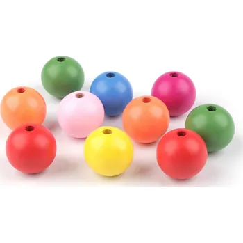 Korálek Dřevěné korále Ø30 mm mix barev, barva mix