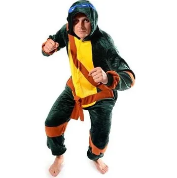 Dámské pyžamo Moderní kigurumi overal zelené barvy s motivem NINJA velikost L