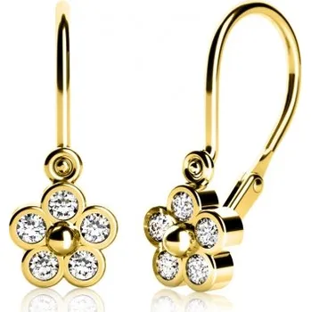 Náušnice Dětské zlaté náušnice Karsin se zirkony Materiál šperku: Žluté zlato, Barevné varianty zirkonů: Čirý zirkon