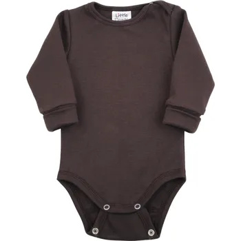 Kojenecké oblečení tmavě hnědé rostoucí body s dlouhým rukávem