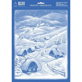 Vánoční dekorace ARCH Okenní folie vánoční 25x35 - Chaloupky v horách