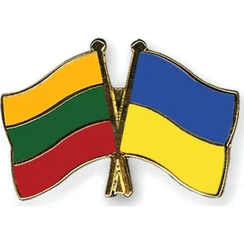 Odznak (pins) 22mm vlajka Litva+Ukrajina - barevný